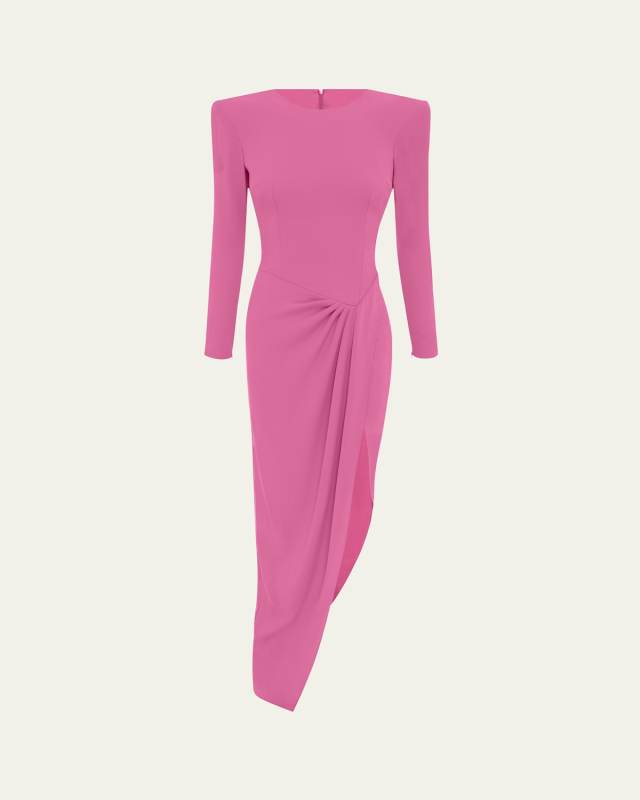 Asymmetrical Longline Drape Crepe Gown